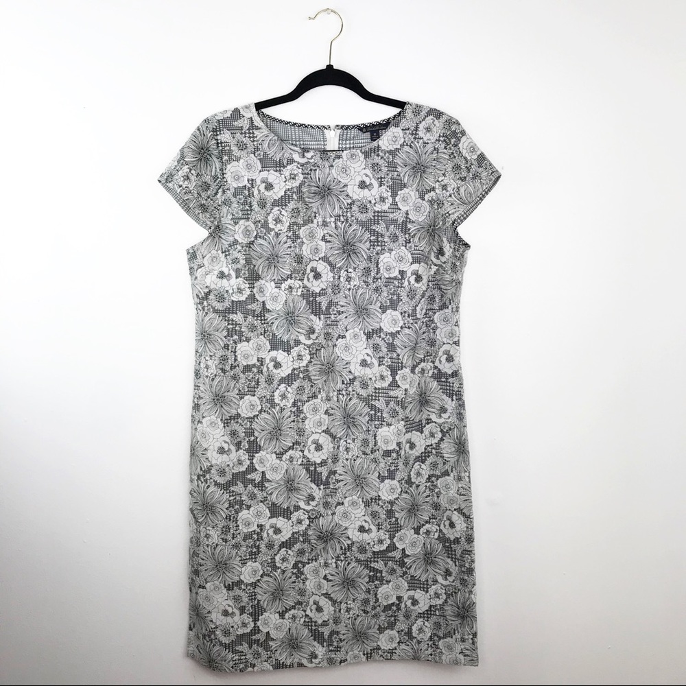 Brooks brothers houndstooth floral shift dress